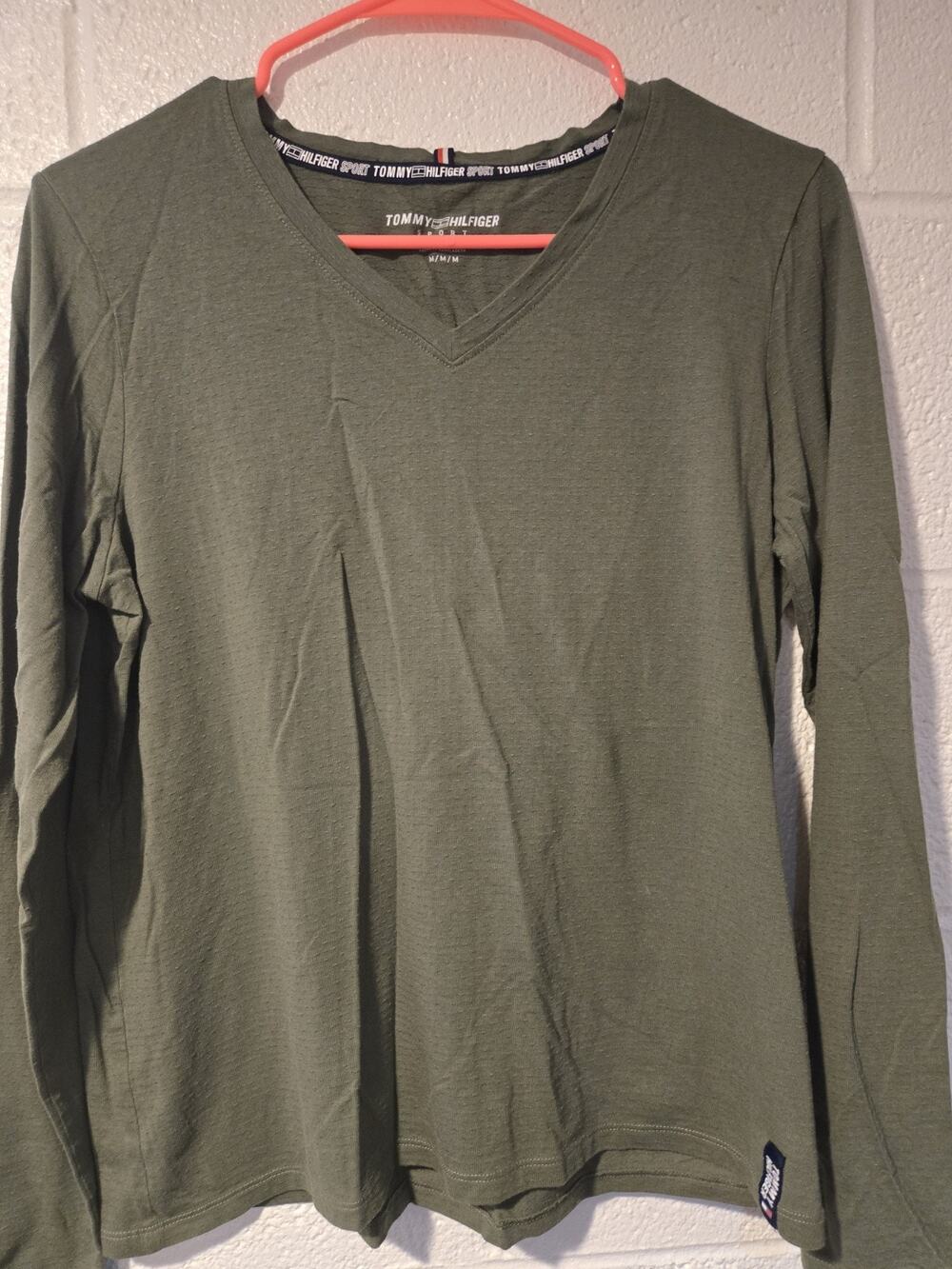 Tommy Hilfiger Sport Womens Green Long Sleeve Tshirt V-neck M
